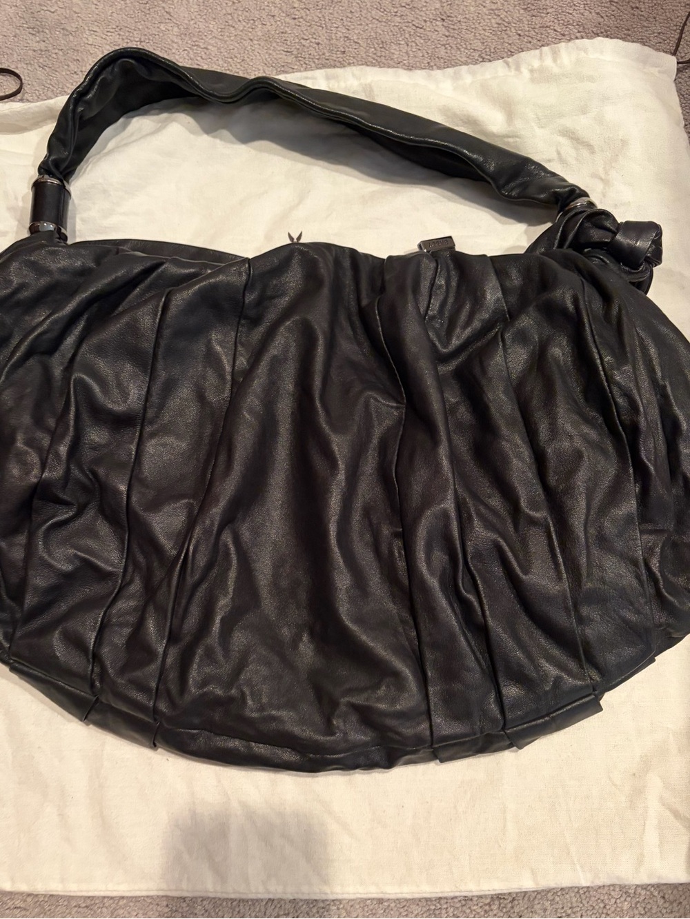 Authentic Bally Black Ruched Leather Kenna Hobo Bag- RARE - Picture 4 of 15